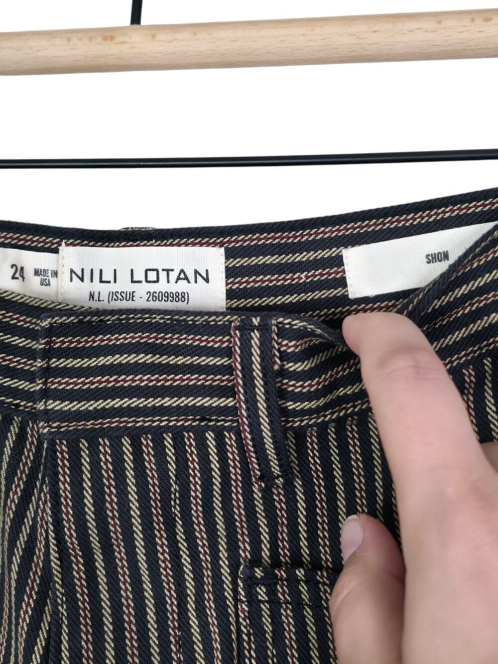 Nili Lotan Shon Jean Vintage Railroad Stripe Barrel Leg Cotton Ankle Size 24 - Picture 4 of 10